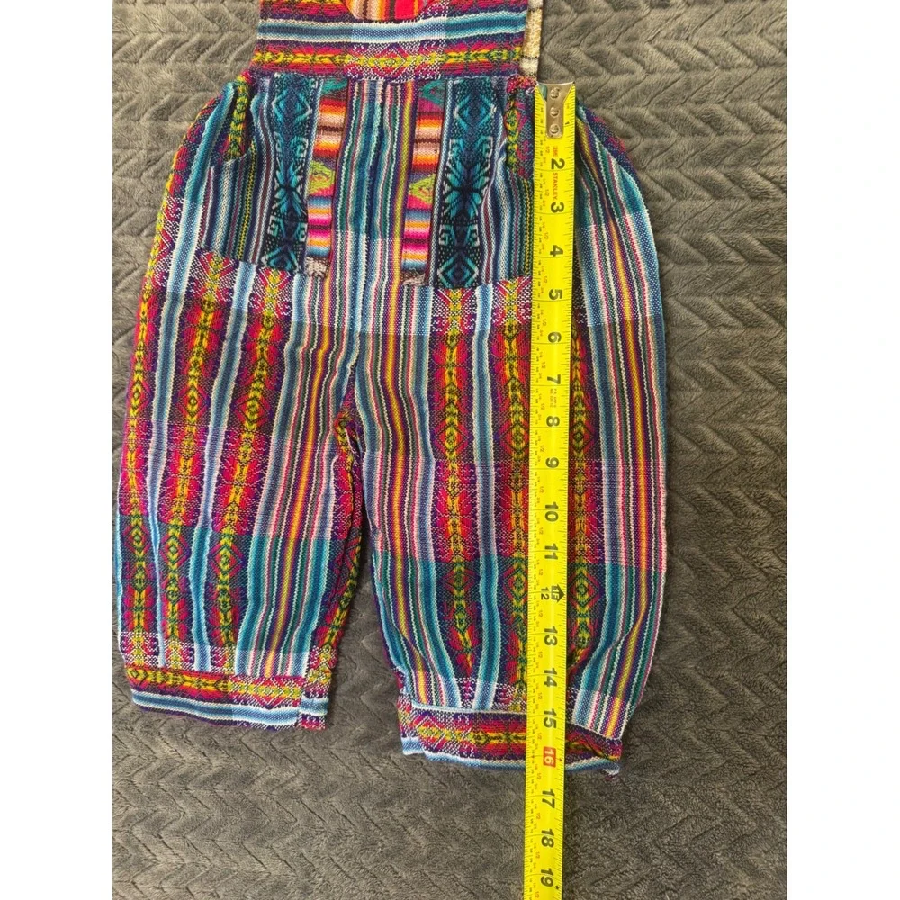 Handmade Toddler Boho Woven Overalls‎ Multicolor Geometric Striped Romper (1389)